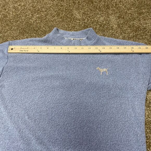 PINK Victoria’s Secret Fleece Sweatshirt XS  Blue Mock Neck Silver Dog Comfy - Picture 12 of 12